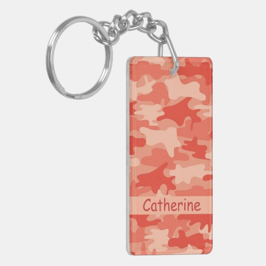 Oranje Camo Camouflage-naam op maat Sleutelhanger (Voorkant Links)