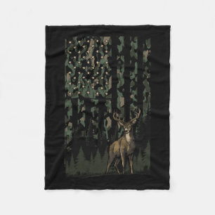 Oranje Camo Deer Amerikaanse Vlag Jachtgeschenken  Fleece Deken