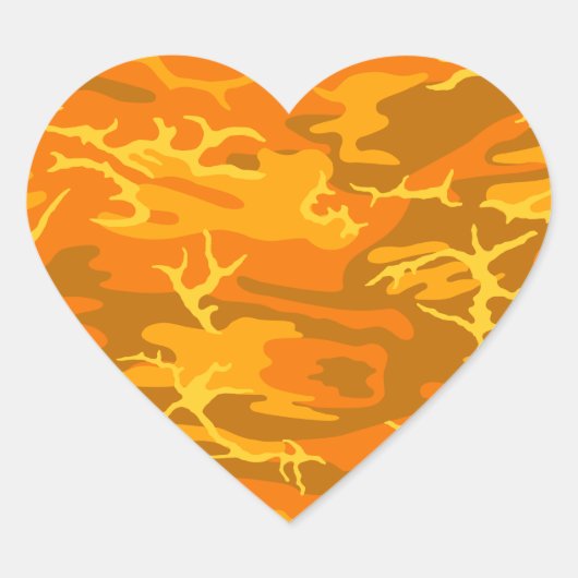 Oranje Camo Hart Sticker (Voorkant)