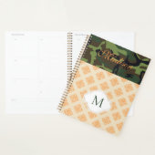 Oranje Camouflage Damast Trendy Monogram Planner (Display)
