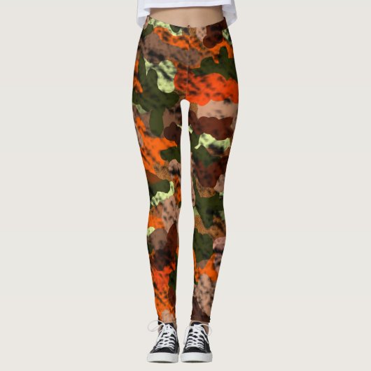Oranje Camouflage Jager Leggings (Voorkant)