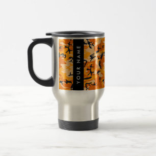 Oranje Camouflage Je naam Personaliseer Reisbeker