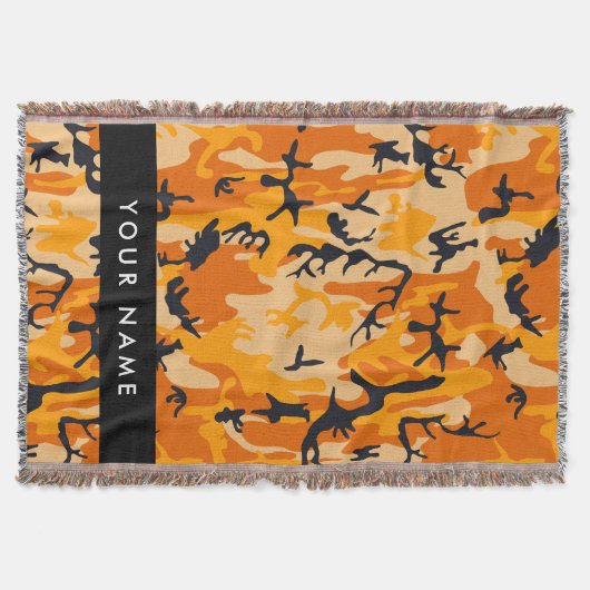 Oranje Camouflage Je naam personaliseren Deken (Voorkant)