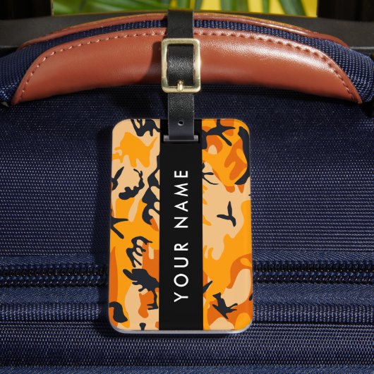Oranje camouflage Jouw naam personaliseren Bagagelabel (Voorkant Insitu 2)
