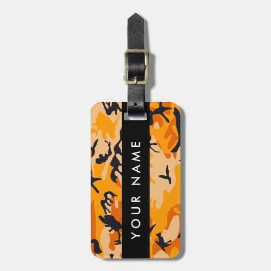 Oranje camouflage Jouw naam personaliseren Bagagelabel (Voorkant verticaal)