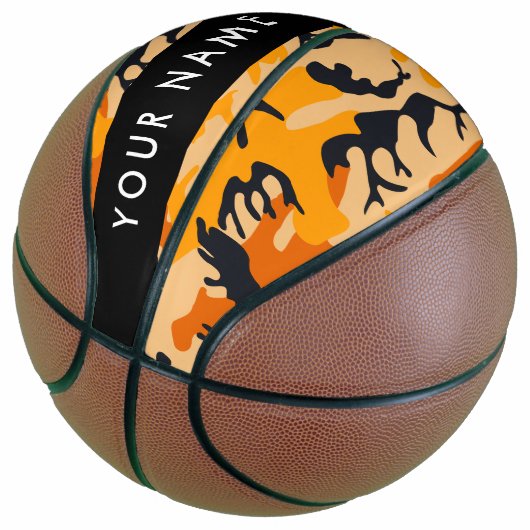 Oranje camouflage Jouw naam personaliseren Basketbal (Schuin)