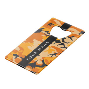 Oranje camouflage Jouw naam personaliseren Creditkaart Flessenopener