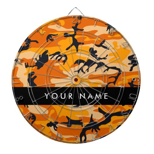 Oranje camouflage Jouw naam personaliseren Dartbord (Voorkant)