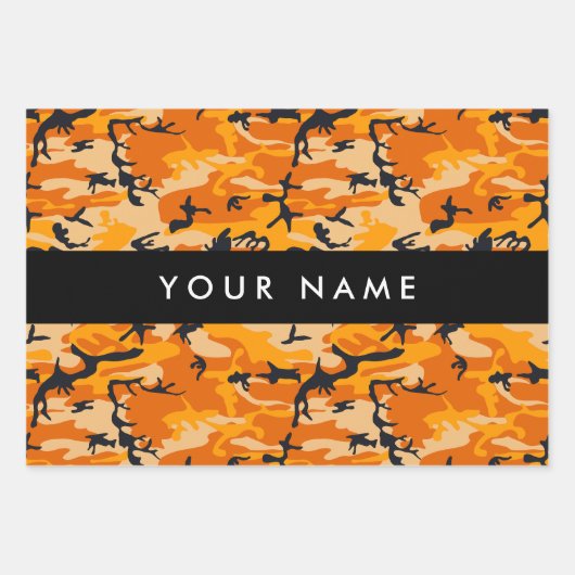 Oranje camouflage Jouw naam personaliseren Inpakpapier Vel (Voorkant 3)