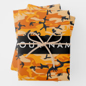 Oranje camouflage Jouw naam personaliseren Inpakpapier Vel (In situ)
