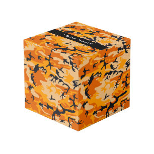 Oranje camouflage Jouw naam personaliseren Kubus