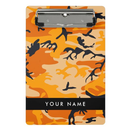 Oranje camouflage Jouw naam personaliseren Mini Klembord (Voorkant)