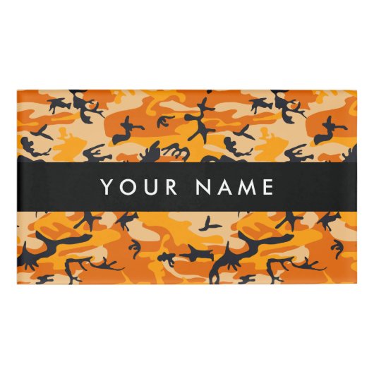 Oranje camouflage Jouw naam personaliseren Naambadge (Voorkant)