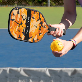 Oranje camouflage Jouw naam personaliseren Pickleball Paddle
