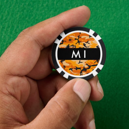 Oranje camouflage Jouw naam personaliseren Poker Chips (Hand)