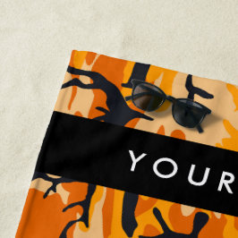 Oranje camouflage Jouw naam personaliseren Strandlaken