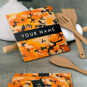 Oranje camouflage Jouw naam personaliseren Tegeltje