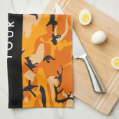 Oranje camouflage Jouw naam personaliseren Theedoek (Quarter Fold)