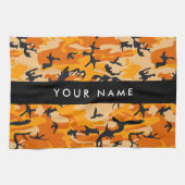 Oranje camouflage Jouw naam personaliseren Theedoek (Horizontaal)