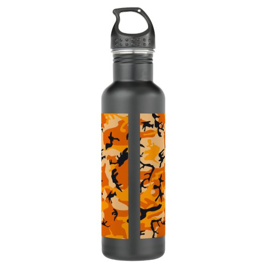 Oranje camouflage Jouw naam personaliseren Waterfles (Achterkant)