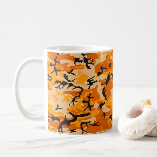 Oranje camouflage, leger koffiemok (Met donut)