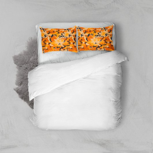 Oranje camouflage, leger kussensloop