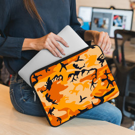 Oranje camouflage, leger laptop sleeve