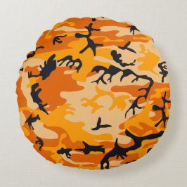 Oranje camouflage, leger rond kussen