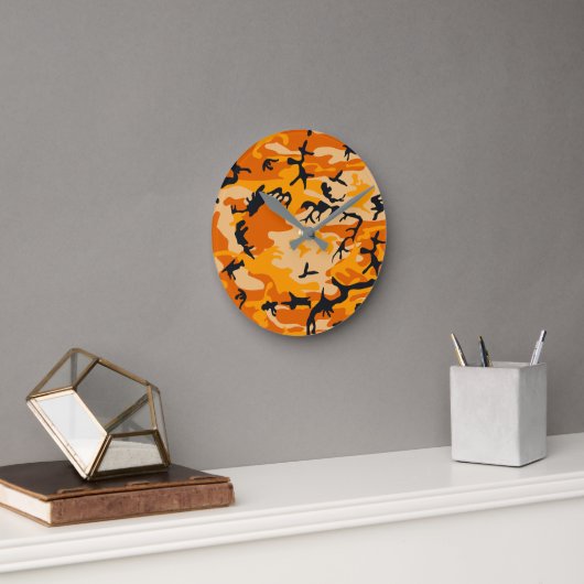 Oranje camouflage, leger ronde klok (Kantoor)