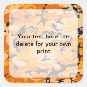 Oranje camouflage, leger vierkante sticker (Voorkant)
