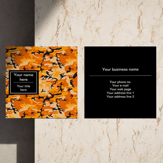 Oranje camouflage, leger vierkante visitekaartje