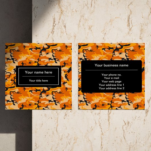 Oranje camouflage, leger vierkante visitekaartje