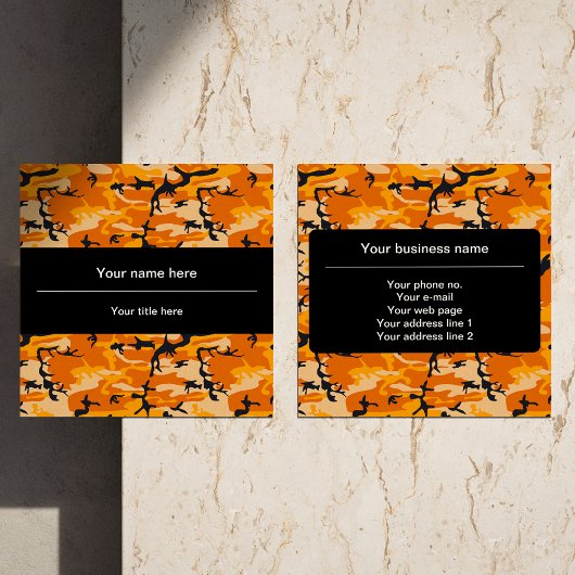 Oranje camouflage, leger vierkante visitekaartje