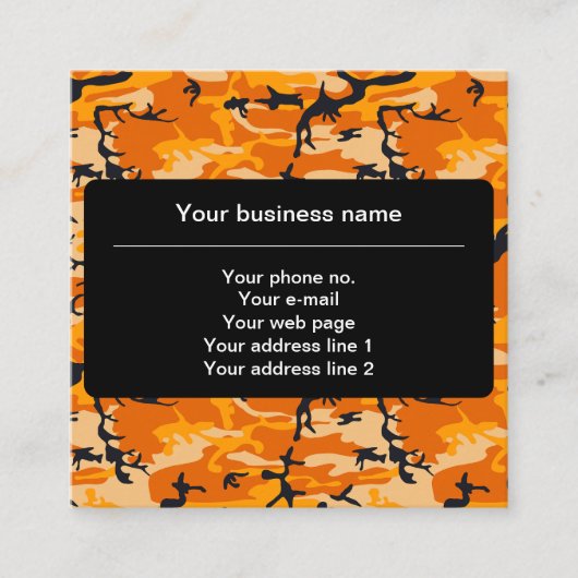 Oranje camouflage, leger vierkante visitekaartje (Voorkant)