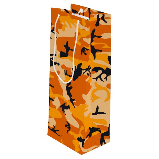 Oranje camouflage, leger wijn cadeautas (Achterkant Gekanteld)
