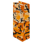 Oranje camouflage, leger wijn cadeautas (Voorkant Gekanteld)