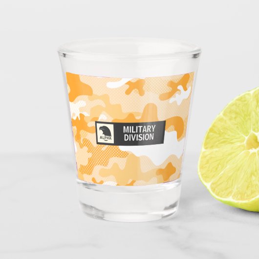 Oranje Camouflage Militaire Shotglas Shot Glas (Voorkant)