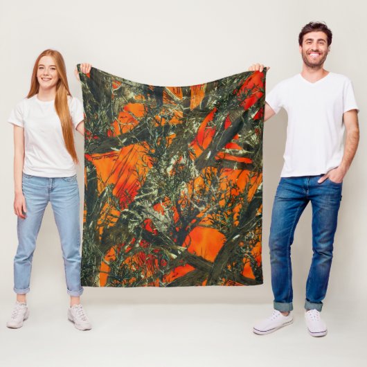 Oranje camouflage ontwerp fleece deken (In situ)