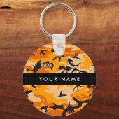 Oranje Camouflage Personaliseer je naam Sleutelhanger (Voorkant)