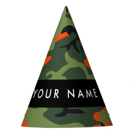 Oranje camouflagepatroon, jouw naam, personaliseer feesthoedjes