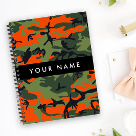 Oranje camouflagepatroon, uw naam, personaliseer planner