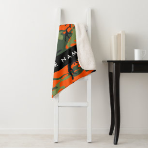 Oranje Camouflagepatroon, uw naam, Personaliseer Sherpa Deken