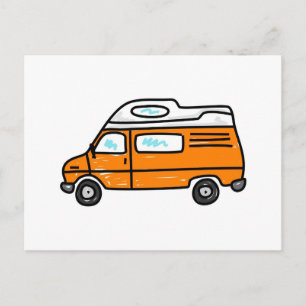 Oranje Campervan Briefkaart