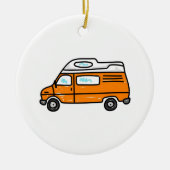 Oranje Campervan Keramisch Ornament (Voorkant)