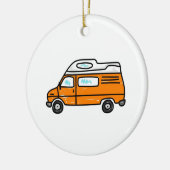 Oranje Campervan Keramisch Ornament (Links)