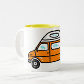 Oranje Campervan Tweekleurige Koffiemok (Voorkant links)