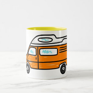 Oranje Campervan Tweekleurige Koffiemok
