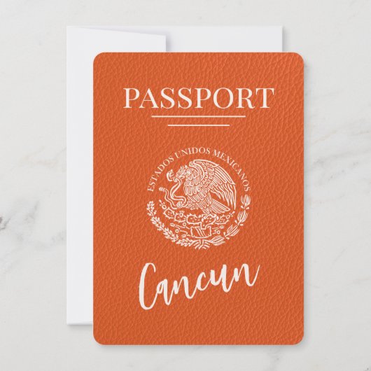 Oranje Cancun Passport Bewaar de datum Save The Date (Achterkant)