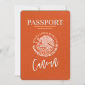Oranje Cancun Passport bruiloft Kaart (Achterkant)