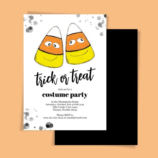 Oranje Candy Corn Trick or treat Halloween Party Kaart